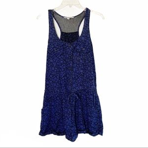 American Eagle Navy Black Ditsy floral Romper shorts S